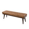 Olga 55.5" Wide Mid-century modern genuine leather Bedroom Bench |ARTFUL LIVING DESIGN - 4 of 4