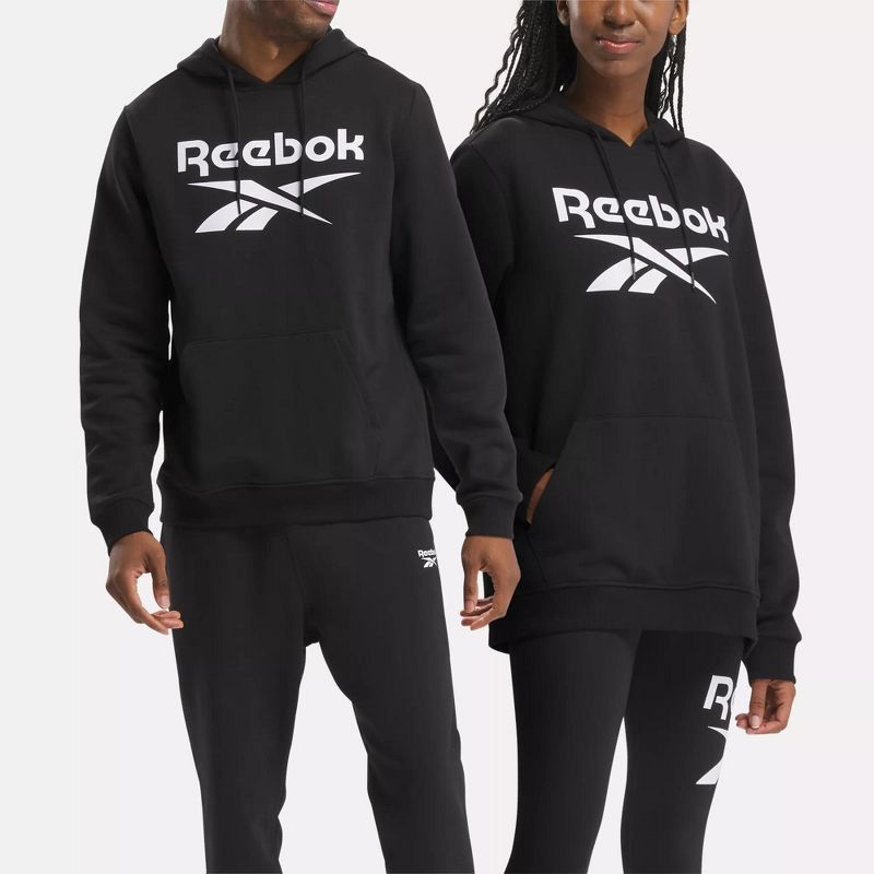 Reebok Identity Fleece Stacked Logo Pullover Hoodie Mens, 1 of 9