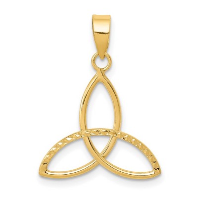 Black Bow Jewelry 14k Yellow Gold Polished & Diamond Cut Trinity Pendant, 17mm (5/8 in)