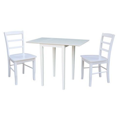 Small Dual Drop Leaf Dining Table With 2 Madrid Ladderback Chairs