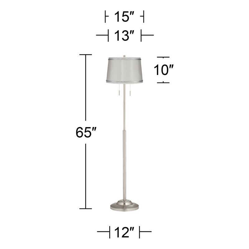 360 Lighting Abba Modern Floor Lamp Standing 65" Tall Brushed Nickel Metal Crystal Beaded White Drum Shade for Living Room Bedroom Office House Home, 4 of 5
