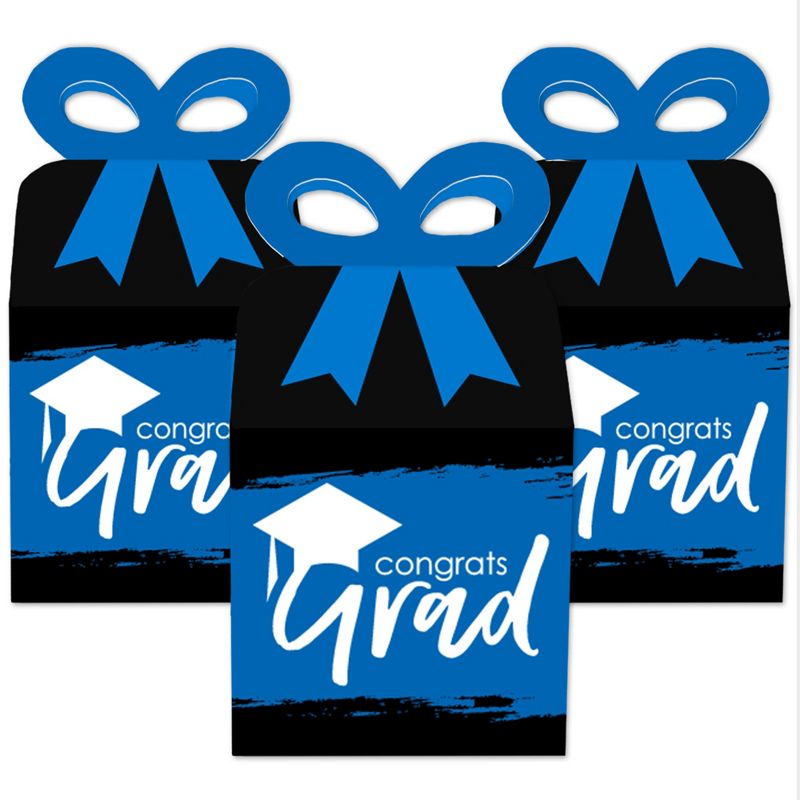 Big Dot of Happiness Blue Grad - Best is Yet to Come - Square Favor Gift Boxes -  Royal Blue Graduation Party Bow Boxes - Set of 12, 2 of 9