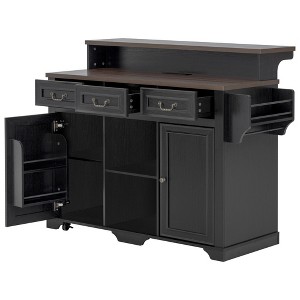 YOOCOZZ Two-Tier Kitchen Island with Storage, 4 Door Shelves