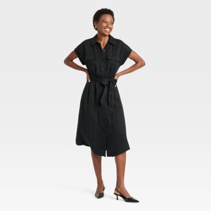 Women's Short Sleeve Midi Utility Shirtdress - A New Day™ - 1 of 3