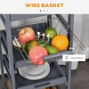 Okak Kitchen Cart with Wooden Shelves, Kitchen Island with Wire Fruit Baskets, Trays and Drawer, Kitchen Island Cart for Kitchen, Dining Room - 4 of 4