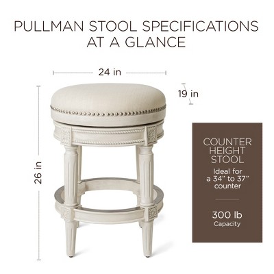 White Oak Backless Swivel Counter Stool with Upholstered Seat