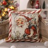 Christmas Pillow Covers 18x18 inch Set of 4 Santa Claus Reindeer - Red Stripe - 4 of 4