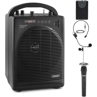 Pyle Portable PA Speaker Amplifier & Microphone System, Bluetooth Wireless Streaming - Black