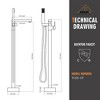 CASAINC Single Handle Floor Mounted Bath Tub Faucet, Freestanding in Brushed Nickel - 4 of 4
