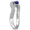 EVERLY JEWELRY | Sterling Silver 1 2/5 CT TGW Created Blue Sapphire and White Sapphire Curved Ring - 2 of 4