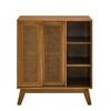 Mid-Century Rattan Sideboard Cabinet with Adjustable Shelf, Wood Legs & Rattan Doors for Living Room, Kitchen, or Bedroom - 3 of 4
