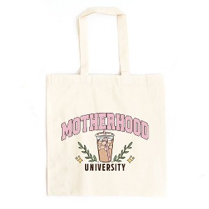 City Creek Prints Motherhood University Drink Canvas Tote Bag - 15x16 - Natural - 1 of 2