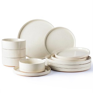 Itopfox Ceramic Dinnerware Set for 4 with Speckled Stoneware Plates and Bowls, Scratch Resistant, Dishwasher & Microwave Safe Dishes - 1 of 4