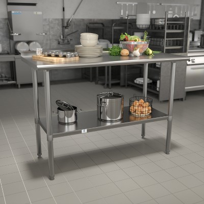 Stainless Steel 48" Commercial Work Table with Backsplash and Undershelf