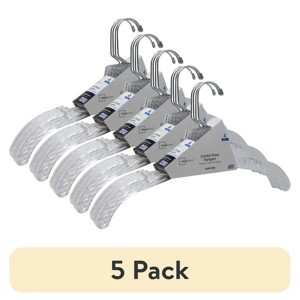 Racxily (5 pack) Dress Hanger, 4 Pack, Adult, Crystal Clear Plastic, Swivel Neck - 1 of 3