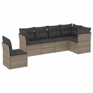 vidaXL Patio Sofa Set with Cushions Outdoor Conversation Furniture Poly Rattan - Gray Without Table - 1 of 4