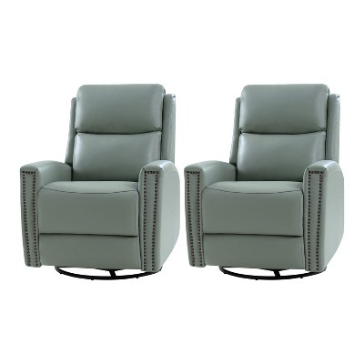 Set of 2 Hilario 30.31''Wide Genuine Leather Swivel Rocker Recliner | ARTFUL LIVING DESIGN