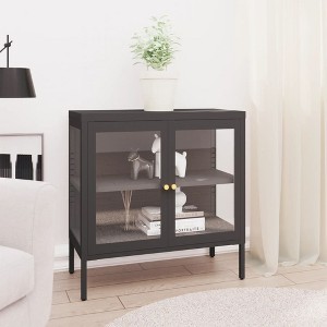 vidaXL Sideboard Anthracite 27.6 in.x13.8 in.x27.6 in. Steel and Glass - 1 of 4