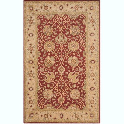 Rust and Beige Hand Tufted Wool Area Rug