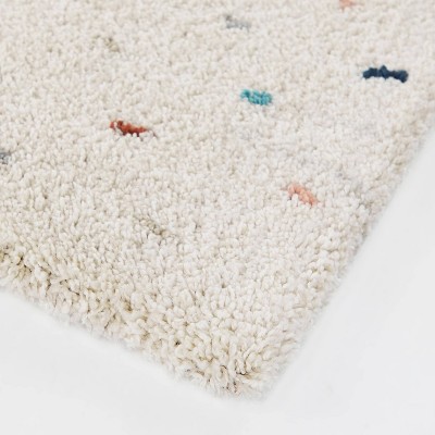 Cream and Multicolor Synthetic Shag Kids' Rectangular Area Rug 5' x 7'
