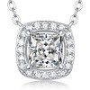 Guili 1ct Elegant Necklace with Princess Cut Lab-Grown Moissanite in a Cushion Halo Setting – Timeless and Sparkling Design - 2 of 3