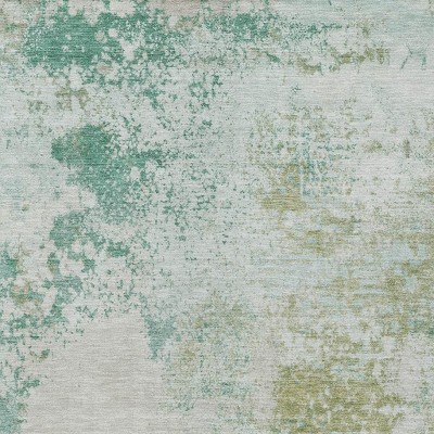 HomeRoots 10' X 14' Beige Teal Blue And Ivory Abstract Washable Indoor Outdoor Area Rug