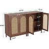 Gulches Elegant Sideboard Buffet Set of 2, Accent Rattan Storage Cabinet with Doors, Brown - 2 of 4