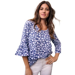 Roaman's Plus Size Cotton Ultimate Bell Sleeve Tee - 1 of 4