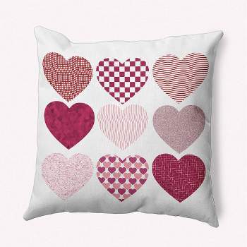 16"x16" Valentine's Day Patterned Hearts Square Throw Pillow Buddha - e by design