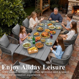 LayinSun 10 Pieces Outdoor Patio Dining Set with Aluminium Rectangular Dining Table and Wicker Rattan Chairs Set - 1 of 4