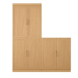 Wooakway 62"/72"H Wood Modular Storage Cabinets Farmhouse Sideboard with Adjustable Shelf Coffee Bar Cabinet Storage Cabinet for Living Room Kitchen - 1 of 4