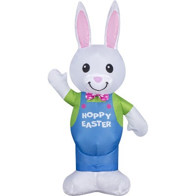 Gemmy Airdorable Airblown Inflatable Easter Bunny, 2 ft Tall, Multicolored
