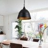 Industrial Dome Pendant Light, Matte Black and Gold Hanging Fixture for Kitchen Island or Dining Room - 3 of 4