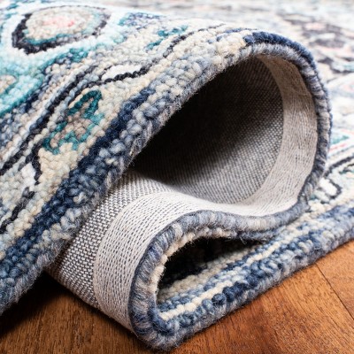 Handmade Blue Wool Tufted Round Area Rug