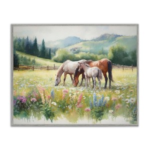 Stupell Industries Horses in Spring Meadow Black Framed Giclee Art - 1 of 4