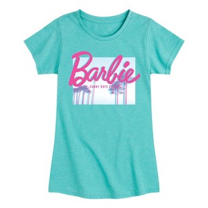 Girls' - Barbie - Sunny Days Ahead with Palm Trees Fitted Short Sleeve Graphic T-Shirt - 1 of 4