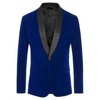 Lars Amadeus Men's Slim Fit One Button Shawl Lapel Wedding Tuxedo Velvet Blazer