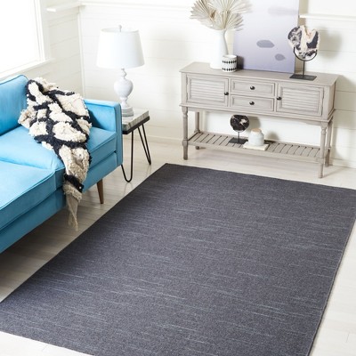 Handmade Dark Grey Wool 8' x 10' Flat Woven Area Rug