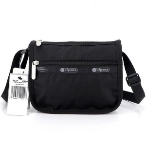 Paaaawaters Fashionable Nylon Small Square Crossbody Bag with Double Zipper Pockets Black - 1 of 2