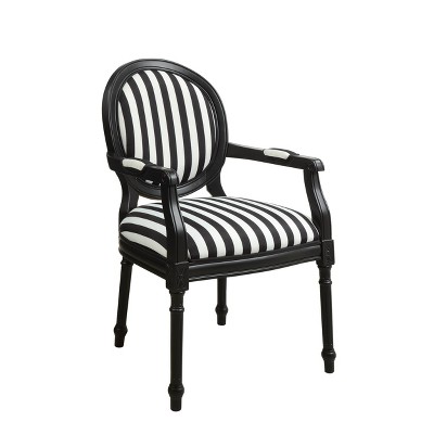 Forsythe Accent Chair Black/White- Treasure Trove Accents: Modern Stripe Design, Birch Frame, Polyester Upholstery