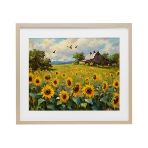 Stupell Industries Sunflower Farm Floral Field Framed Print Under Glass Art - 1 of 4