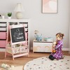 Qaba Toy Box with Lid and Kids Easel with Paper Roll, Blackboard, Whiteboard, Cute Fox Design Kids Activity Furniture Set for Ages 3-8 Years, Pink - 2 of 4