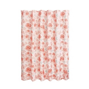 iDESIGN Water Color Floral Shower Curtain: Polyester, Woven, Machine Washable, Buttonhole Top - 1 of 4