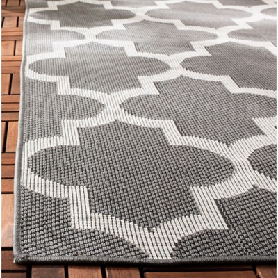 Grey and Ivory 8' x 10' Reversible Synthetic Area Rug