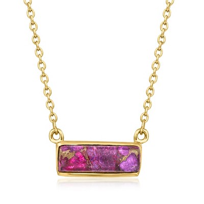 Ross-Simons Purple Turquoise Bar Necklace in 18kt Gold Over Sterling Size 18