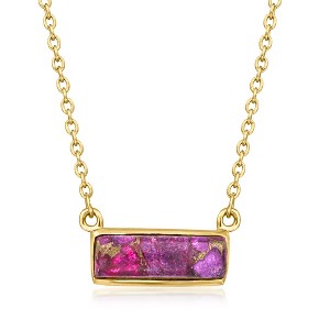 Ross-Simons Purple Turquoise Bar Necklace in 18kt Gold Over Sterling Size 18 - 1 of 3