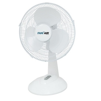 FanFair 12" Desk Fan with 3-Speed, White