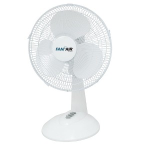 FanFair 12" Desk Fan with 3-Speed, White - 1 of 2