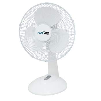 FanFair 12" Desk Fan with 3-Speed, White