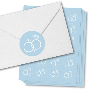 Big Dot of Happiness Dusty Blue Wedding Envelope Seal Stickers, Round Circle Stickers to Seal Cards, Announcement Envelope Seals - 120 Count - 1 of 4